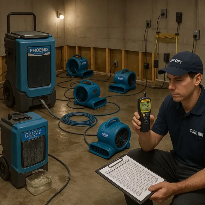 Structural Drying and Dehumidification process in River Bend, NC